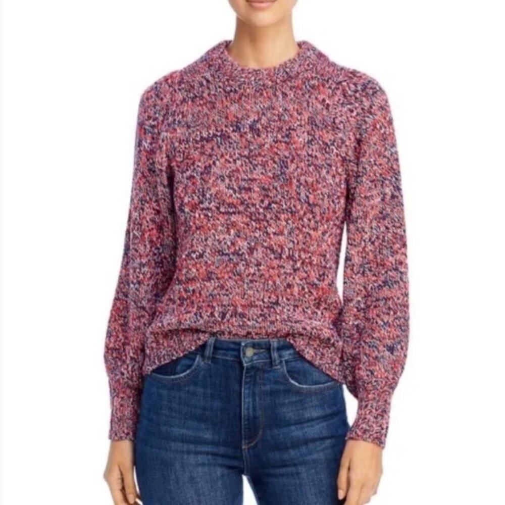 525 America Melange Blouson-sleeve sweater in poppy multi
